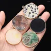 Kolye Kolyeleri 31x36mm Doğal Mücevher Taş Disk Şekiş Gül Pembe Kuvars Dalmatian Jasper Takı için Takılar Yapma DIY Kolye Aksesuar