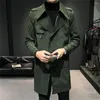 Trench da uomo Abbigliamento uomo 2023 Sopra le ginocchia Primavera Stile giapponese Harajuku Utensili Allentato Retro Giacca a vento monopetto Q74