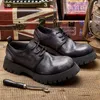 Geklede Schoenen Moderne Britse Stijl Dikke Bodem 5 Cm Casual Zacht Leer Oxfords Man Grote Kop Verhoogde Wedge Flatforms 230801