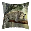 Kussen/decoratieve tijger leeuw fotohoes dier gooi hoes voor thuis slaapkamer bank decoratieve kussenhoes