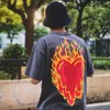 Camisetas Masculinas Eu Dissolved Flame Love Letter Print Manga Curta T-shirt Streetwear Casual O Neck Summer Top Tees Camisa Solta Unissex