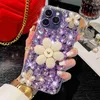 Cell Phone Cases 3D Pearl Bling Rose Diamond Chain Holder Phone Case For Samsung Galaxy A74 A54 A53 A73 A33 A32 A51 A71 A72 A52 A23 A22 A13 A12 L230731