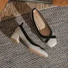 Scarpe eleganti Square Fashion Office 2023 Trend Women's Concise Patent Leather Shallow High Heels Women
