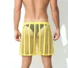 Men's Shorts 2023 Mesh Middle Pants Youth Lace Up Stripe Hollow Fivepoint Straight Tube Casual Breathable Sports Tbow Fun Sexy 230802