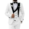 Men's Suits Mens Champagne Slim Fit 3 Pieces Business Jacket Tuxedos Blazer Gentleman For Wedding Groom Prom Evening Party School