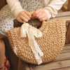 Aufbewahrungstaschen Spitze Bowtie Woven Bag Damen Vine Grass Beach Handheld Umhängetasche