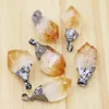 Pendant Necklaces Fashion Natural Gems Stone Raw Ore Citrine Gun Black Necklace Charm Yellow Crystal 6pcs For Jewelry Making Wholesale