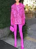 Sukienki robocze różowa kurtka sukienka koralika pieprzyka Jacquard cekiny projektant mody ręcznie robiony z koralikami mini płaszcz z krótkim rękawem