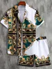 Mannen Trainingspakken Mannen Zomer Hawaiian Set Korte Mouw Casual Bloemen Shirt Strand Tweedelige Pak Mode Mannen Kleding Sets S3XL 230801