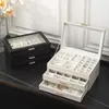 Jewelry Boxes Size SML Organizer Display Travel Jewellery Case Portable Box PU Storage Earring Holder 230801