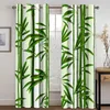 Curtain Bamboo Ink Painting Translucent Elegant 2 Pieces Thin Curtains For Living Room Bedroom Window Drape Decor