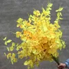 Flores decorativas 5 pçs Flor artificial Phalaenopsis Dança Orquídea Amarelo Oncidium Seda Plástico Buquês Casamento Decoração Da Casa