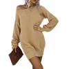 Lässige Kleider CHQCDarlys Damen V-Ausschnitt Zopfmuster Pullover Kleid Langarm Lose Pullover Herbst Winter Mini