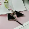 Triangle retro style snap clip black designer hair clips for women elastic hypoallergenicity enamel pure color oversized hairpin beautiful decoration ZB046 C23