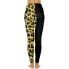 Pantalon actif Legging bicolore doré avec poches Imprimé guépard mignon Yoga graphique Taille haute Work Out Legging Collants de sport élastiques