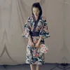 Ethnic Clothing 2023 Fashion Yukata Kimono Dress Print Samurai Cosplay Japanese Streetwear Women Traditional Kimonos Girls Haori 10249