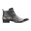 Botas Plus Size Winter Designer Rivetti Cerniera Stivali corti da cowboy in pelle di mucca Scarpe da sera casual da uomo Stivaletti con cinturino monaco