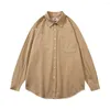 Männer Casual Hemden Männer Farbe Langarm Männer Solide Trendy Marke Lose Multi Taschen Revers Hemd Harajuku Streetwear Frühling herbst