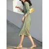 Casual Dresses Small Floral Silk Dress Summer 2023 Women's Wear Sleeves With Round Neck Mulberry Midi Long For Women