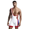 Tops masculinos com cores contrastantes Wrestling Singlet Bodywear masculino Bodysuit Sexy Gay Mens Undershirt Lingerie Underwear Workout Clothes 230802