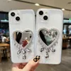 携帯電話ケースハートダイヤモンドメイクアップミラーケースIPhone 7 8 Plus SE2 X XS Max XR 11 12 13 Pro 14 Pro Max Ultra Soft Clear Back Cover L230731