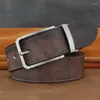 Cintos de alta qualidade designer fosco pino fivela masculino chique vintage couro genuíno jeans casual ceinture homme cák