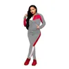 Women's Hoodies Tracksuit Fall Causal Plain Loose 2 Pieces Drawstring Sweatpants Jogger Croped Sweatshirt Set