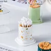 2st Toothpick Holders Minimalist Ceramic Toothpick Cotton Swab Tandpetare förvaringsburkar Dispensrar Hem Desktop Bomullspinnhållare Hemtillbehör