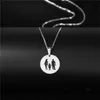 Stainless Steel Jewelry Teacher Gift Family Forever Mom Dad Daughter Son Charm Necklace Forever Couple Lovers Gift