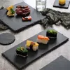 Platen Japanse en Koreaanse stijl Leisteen plaat Dessert Sushi Westerse zwarte servies platte barbecue