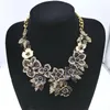 Choker 1PCs Collana di fiori esagerati con strass pieni vintage Abito da sposa colorato Catena con colletto a olio dipinto