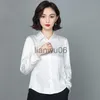 Damesblouses Overhemden Elegant gestreept satijnen zijden overhemd damesblouse mode gestreept overhemd met lange mouwen kantoor dames wit werkoverhemd vrouwelijk Feesttop J230802