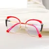 Sunglasses 2023 Brand Design Cat Eye Anti Blue Light Reading Glasses Womens Oversized Eyestrain Computer Readers Fashion Eyeglasses FML