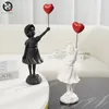 Decorative Objects Figurines Flying Balloon Girl Figurine Banksy Home Decor Modern Art Sculpture Resin Figure Craft Ornament Collectible Statue 230802