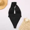 Damenbadebekleidung Frauen Einteiliger Badeanzug Sexy Hollow Out 2023 Weibliche schwarze Mode Schulterbadende Badeanzug Monokini Brasilianisch