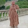 Etnische Kleding TPJB Mode Stiksels Moslim Jurk Vrouwen Drie-Layer Chiffon Elegante Abaya Ramadan Vest Hijab Marocain Gewaad