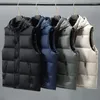 Heren Vesten 2023 Winter Dik Vest Mannen Kapmuts Afneembare Effen Kleur Waterdicht Mannelijke Comfortabel En Warm Vest Plus size 6XL