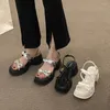 Sapatos sociais 2023 sandálias plataforma feminina dupla listra laço praia verão prata nó borboleta romano confortável