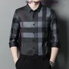 Camisas casuais masculinas vestido luxo manga longa sem costura masculino primavera e outono homem magro 4XL