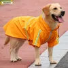 Dog Apparel Pet Raincoat Reflective Waterproof Clothes For Small Large Dogs Outdoor Rainwear Hood Jacket Raincape Poncho