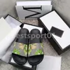 2023 Designer Män kvinnor Sandaler med rätt blomma Box Dust Bag Shoes Snake Print Slide Summer Wide Sandal Slipper Storlek 35-48 L3