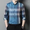 Camisas casuais masculinas vestido luxo manga longa sem costura masculino primavera e outono homem magro 4XL