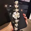 Mobiele Telefoon Gevallen 3D Diamant Bling Parel Bloem Telefoon Case Voor Samsung Galaxy S22 S21 S20 Plus + Ultra FE S10 Lite Note 8 9 10 20 Pro Soft Cover L230731