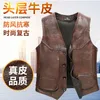 Men's Vests Men 2023 Spring Autumn Vintage Genuine Leather Vest Male Multi-Pockets Sleeveless Jacket Real Cowhide Waistcoat D408