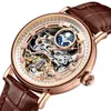 Orologi da polso KINYUED Luxury Skeleton Tourbillon Dial Design Orologi da uomo Top Brand Impermeabile Casual Orologio meccanico automatico da uomo