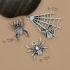 90 Uds. De abalorios de araña para Halloween, colgantes de plata antigua para hacer pulseras, collares, hallazgos de joyería, accesorios para hacer joyas X-05