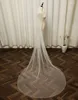 Bridal Veils Wedding Akcesoria Biała kość słoniowa długa zasłona 300 cm z koralikami Cut Edge Coman Mantilla Cathedral Veu de noiva