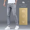 Men's Jeans Fashionable Luxury Gray Solid Denim Pants Slim Fit Tretch Drsigner Skinny For Summer Casual Wear