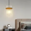 Lampade a sospensione Striscia di cristallo nordico Luci in alluminio Camera da letto Studio di lusso moderno Soggiorno Sala da pranzo Lustro dorato