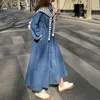 Denim Kleid frauen Frühling und Herbst 2021 Neue Taille Abnehmen Stil Mode Knielangen Langarm Hemd Rock